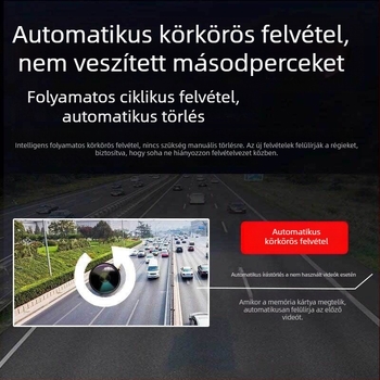 4 hüvelykes autós dash kamera – elő- és hátsó kettős felvétellel, 1080p, 140° széles látószög, parkolásfigyelés és éjszakai látás