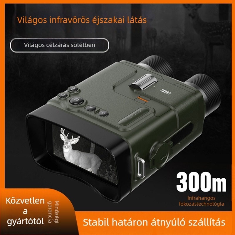 Infravörös éjjellátó binokuláris, hordozható, 6-10x nagyítás, 25 mm objektív, 800 m látómező, beépített akkumulátor