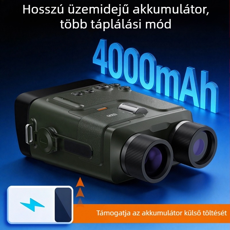 Infravörös éjjellátó binokuláris, hordozható, 6-10x nagyítás, 25 mm objektív, 800 m látómező, beépített akkumulátor