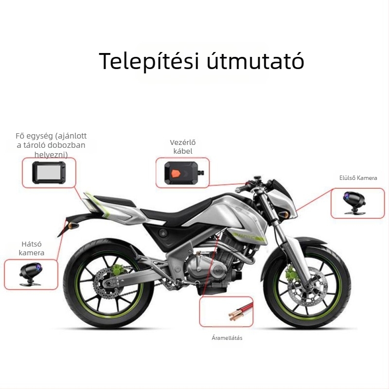 Motorkerékpáros videó rögzítő MT2A – 1080p, 150°, kettős kamera, Loop Video, elöl-hátul felszerelés