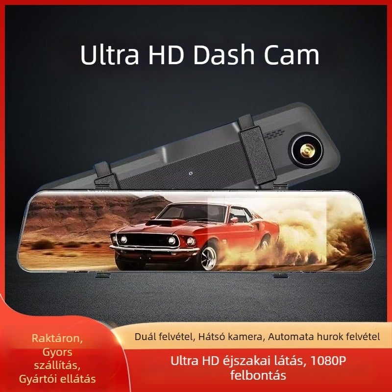 Elő- és hátsó kettős felvételt rögzítő autós dash cam, 1080p, éjszakai látás, 140° látószög, 15 napos adattárolás