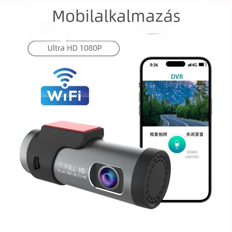 X1 autó DVR 1080p, 140°-os széles látószög, elő- és hátsó kettős felvétel, körkörös felvétel, USB