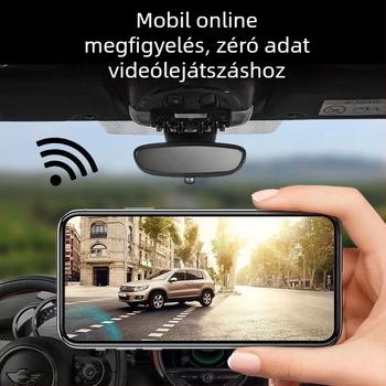 4K kettős felvételű tükrös autós kamera éjjeli látással, hangvezérléses ADAS és WiFi – elöl és hátul felvétel, 170° látószög