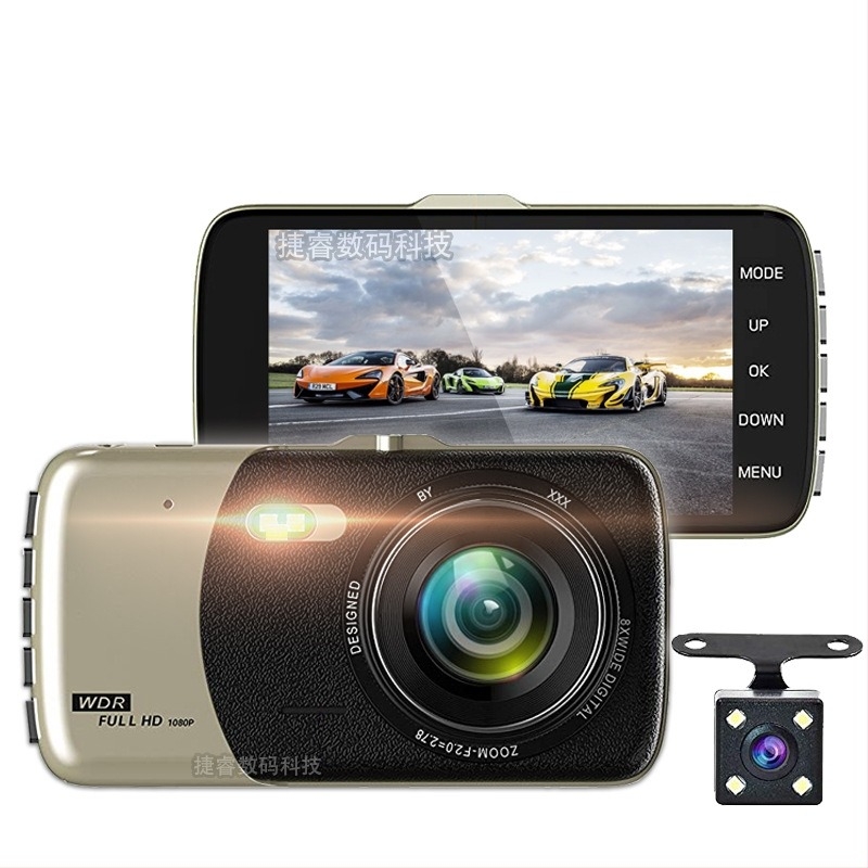 Autós DVR elő- és hátsó kettős felvétellel, 1080p, 140°-os széles látószög, éjszakai látás