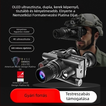 Fejre szerelhető éjszakai látás készülék, 4K HD, két kör alakú kijelzővel, kültéri használatra, infravörös éjszakai látás