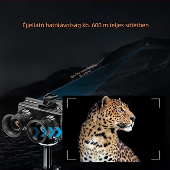 Fejre szerelhető éjszakai látás készülék, 4K HD, két kör alakú kijelzővel, kültéri használatra, infravörös éjszakai látás
