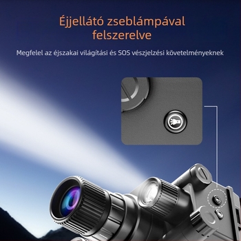 Fejre szerelhető éjszakai látás készülék, 4K HD, két kör alakú kijelzővel, kültéri használatra, infravörös éjszakai látás