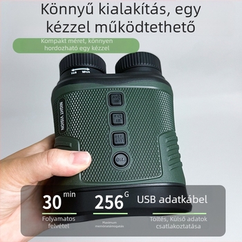 Nappali- és nappali kettős használatú infravörös hőképes éjjellátó binokuláris, teljes színű fénykép/videó, beépített kijelzővel, 6x-10x nagyítás, Ø25mm objektív
