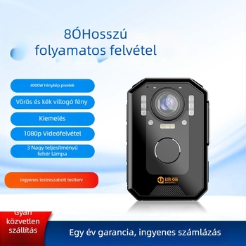 Rendvédelmi testkamera — HD éjjellátás, 1080p, 10x optikai zoom, CCD szenzor, 8 órás akkumulátor