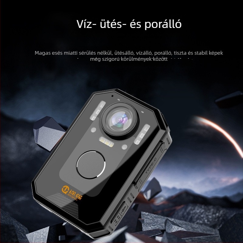 Rendvédelmi testkamera — HD éjjellátás, 1080p, 10x optikai zoom, CCD szenzor, 8 órás akkumulátor