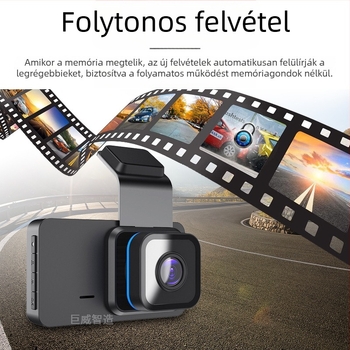 Elő- és hátsó dupla autós kamerával WiFi-vel, 1080P HD éjszakai látás, 140° látómező, 5 MP szenzor