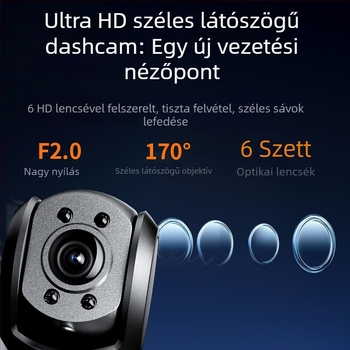 Autóban használható dashkamera APP-támogatással, 170° látószög, 1080p, Wi‑Fi, ciklikus felvétel, felhelyezés az első szélvédőre