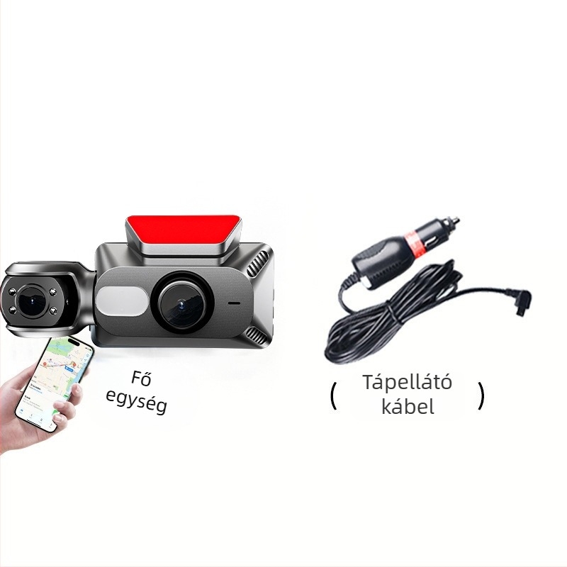 Autóban használható dashkamera APP-támogatással, 170° látószög, 1080p, Wi‑Fi, ciklikus felvétel, felhelyezés az első szélvédőre