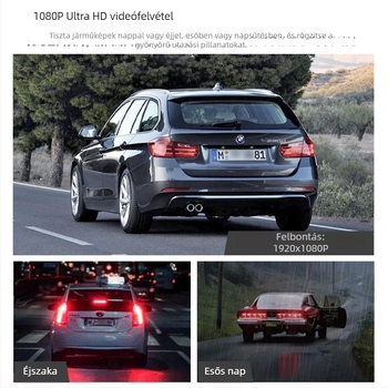 Elölre szerelt, egyobjektívű autó-dashcam, 1080p, 140° látószög, Wi‑Fi
