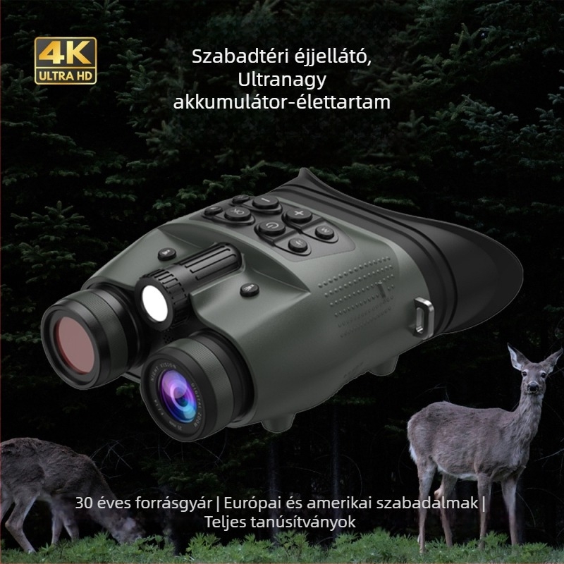 4K-digitális éjszakai látóeszköz infravörös binokulárival, 600 m látótávolság, kültéri használatra tervezett nagy felbontású kamera