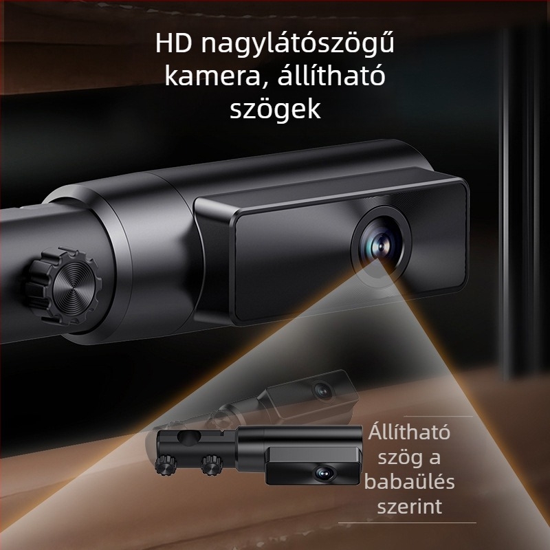 Autóba használható babafigyelő kettős lencsével, 2K HD felvétel, 7 hüvelykes kijelző, Wi‑Fi, TF-kártya támogatás 256 GB-ig