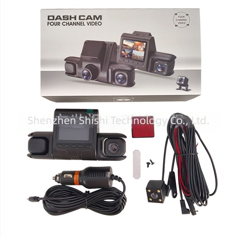 Négycsatornás műszerfal DVR egyidejű kijelzéssel — 1080p + 480 + 480 + 480, 170° látószög, 3.0 hüvelykes LCD, USB/HDMI, TF-kártya támogatás