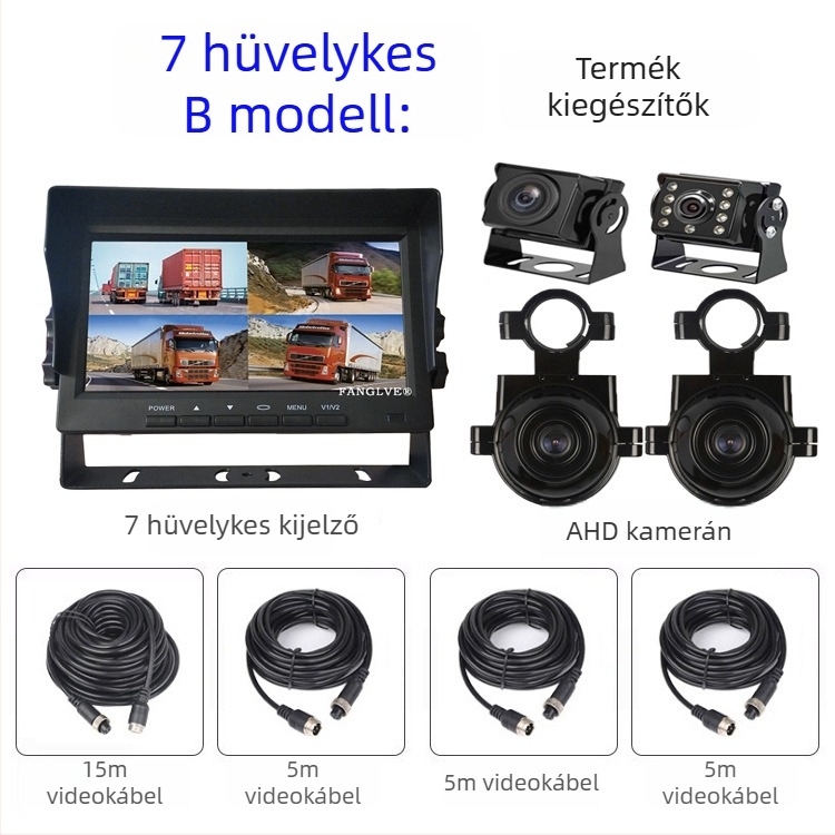 Kamionos menet közbeni DVR éjjellátással, 170° látószög, TF-kártya-támogatás, 1296P felbontás, 12-35V tápegység