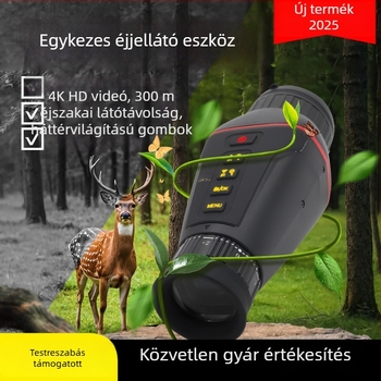 Monokuláris éjjellátó készülék, 8x nagyítás, 25 mm objektív, 300 m éjjeli látótávolság, tömeg 240 g, működési feszültség 3.7 V