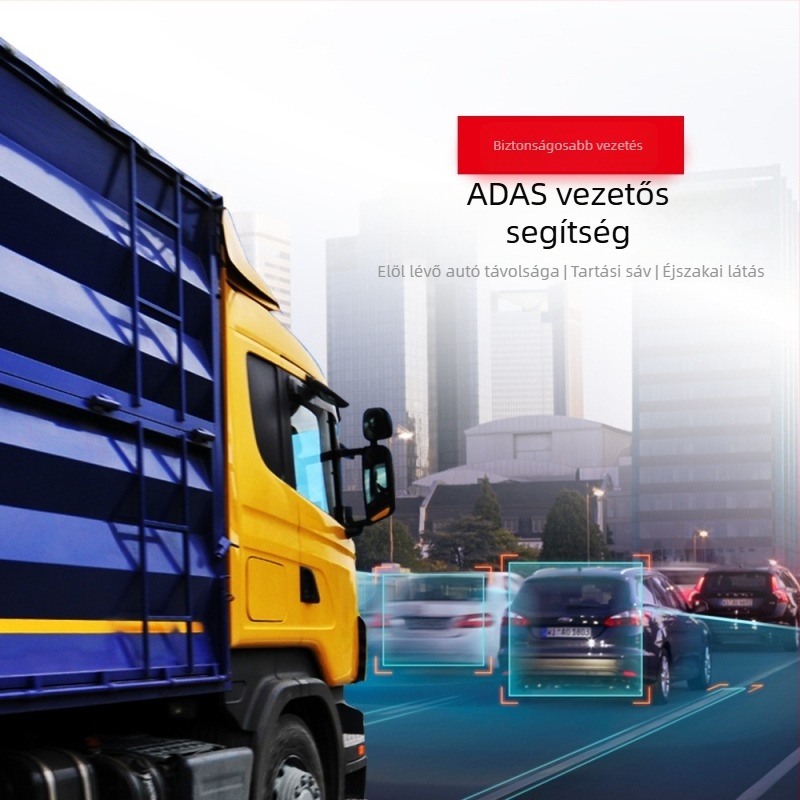ADAS-szal ellátott autókamerás dash cam, 360° forgó objektív, 1080p, 140° látómező, USB interfész