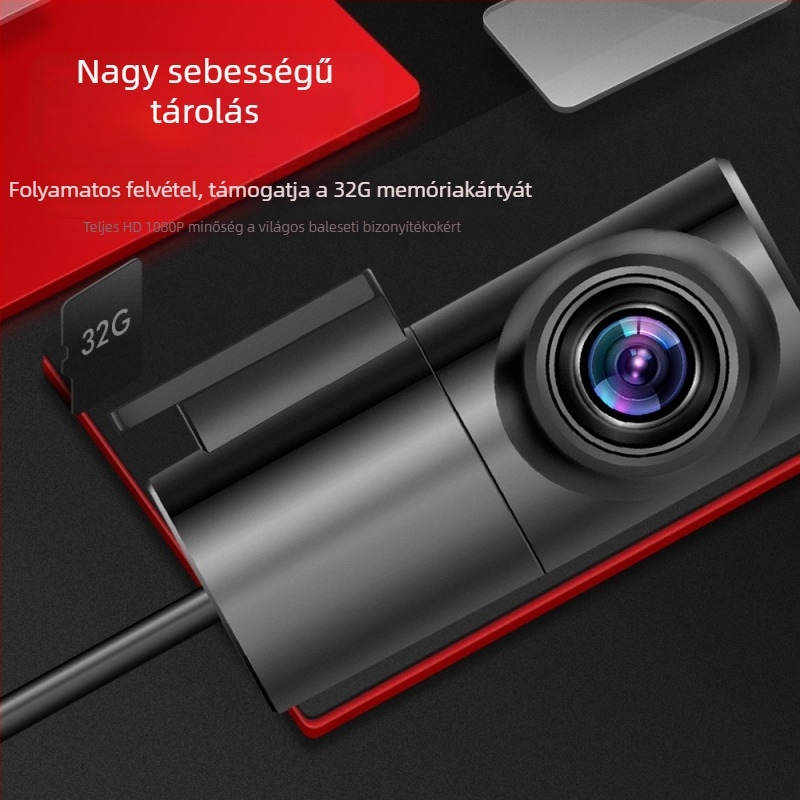 ADAS-szal ellátott autókamerás dash cam, 360° forgó objektív, 1080p, 140° látómező, USB interfész