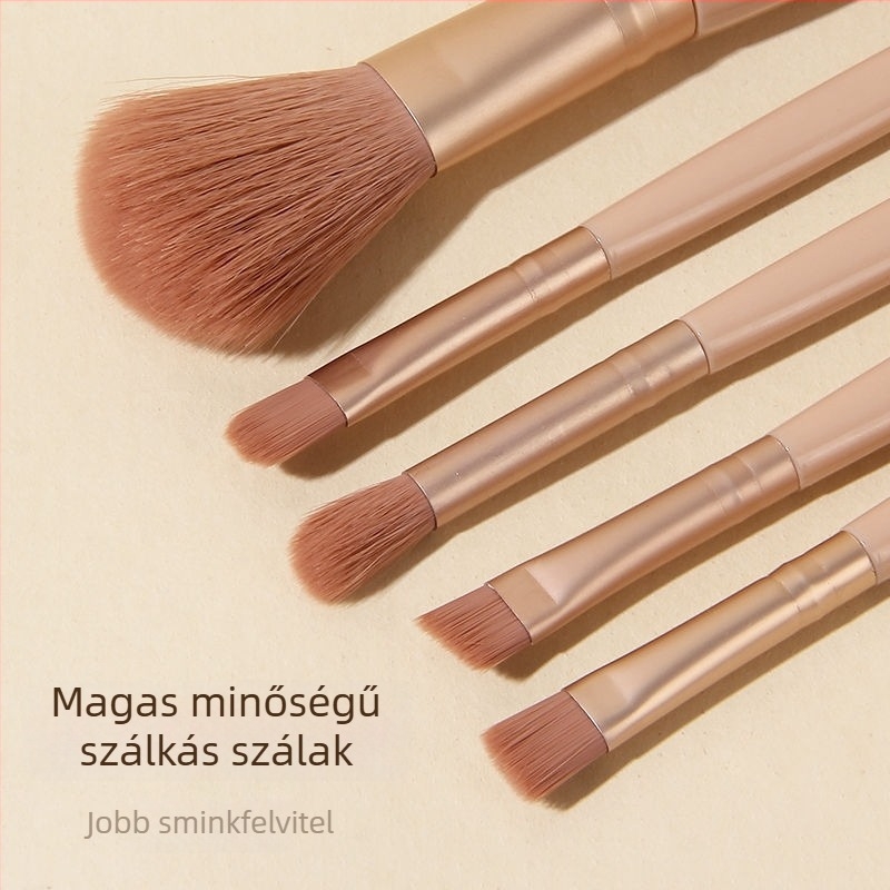 Boran 5 részes sminkecset készlet — nylon sörték, műanyag nyél, dobozos csomagolás, hordozható, összes hossz 13,5 cm