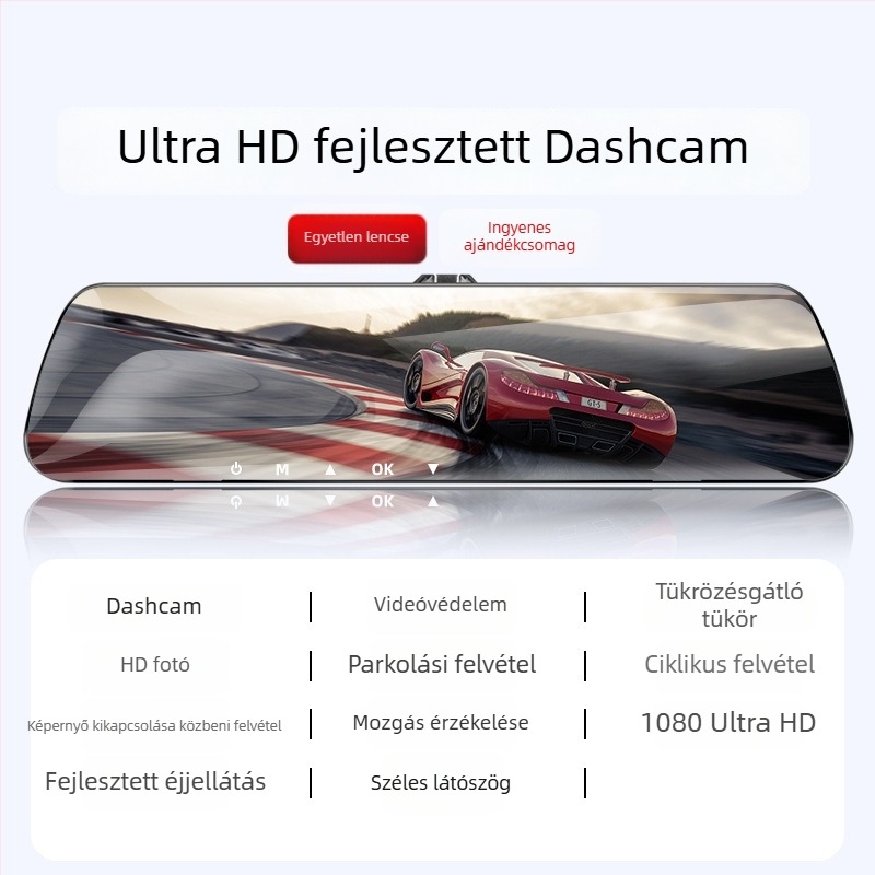 Autó dash kamera – elől-hátul egyidejű felvétel, 360° panoráma, 1080p, éjszakai látás, F2.0-ös fényerő