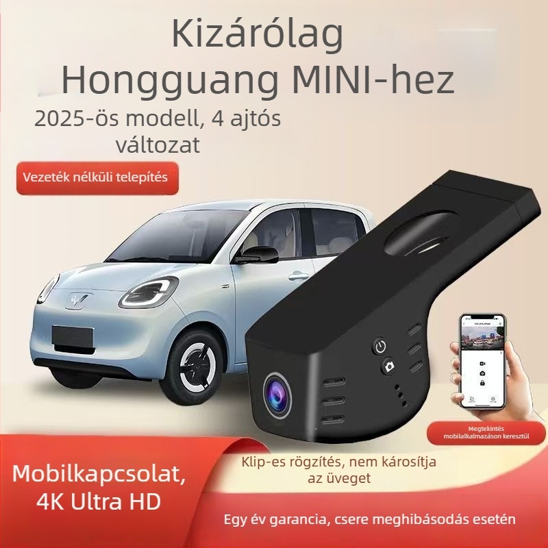 Wuling Hongguang Mini dashcam Macaron EV – gyári eredeti, 4K ultraéles, éjszakai látás, rejtett kialakítás, kábelezés nélkül, elő- és hátsó kettős felvétel