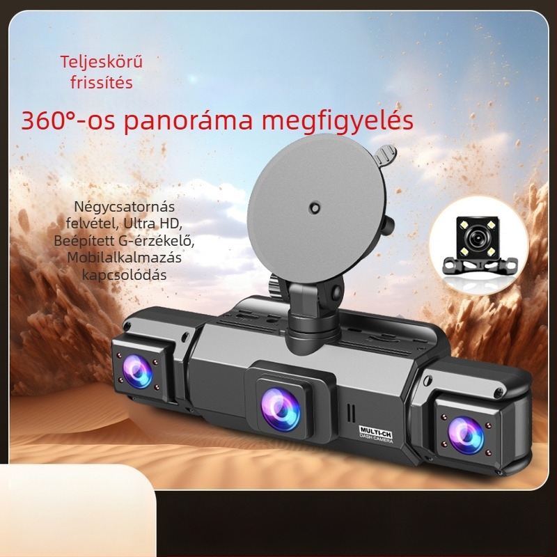 Autós DVR éjszakai látással, 1080p, 170° látószög, elöl-hátul felvétel, Wi‑Fi, ciklikus felvétel