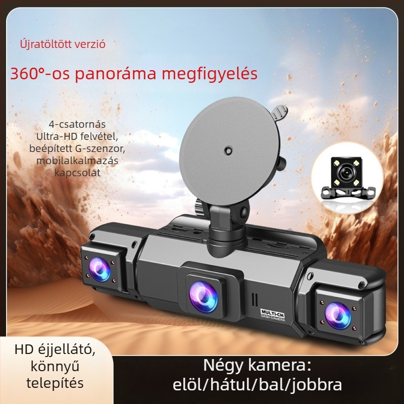 Autós DVR éjszakai látással, 1080p, 170° látószög, elöl-hátul felvétel, Wi‑Fi, ciklikus felvétel