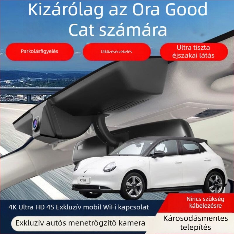 Ora Good Cat GT rejtett fedélzeti kamera Black Cat és White Cat változatokhoz, 4K Ultra HD, vezeték nélküli, autóra tervezve