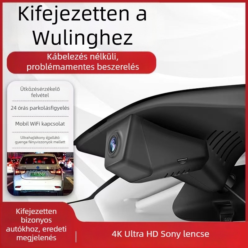 4K kettős dash kamera elő- és hátsó felvétellel, 170° széles látószög, éjszakai látás, parkolás megfigyelése