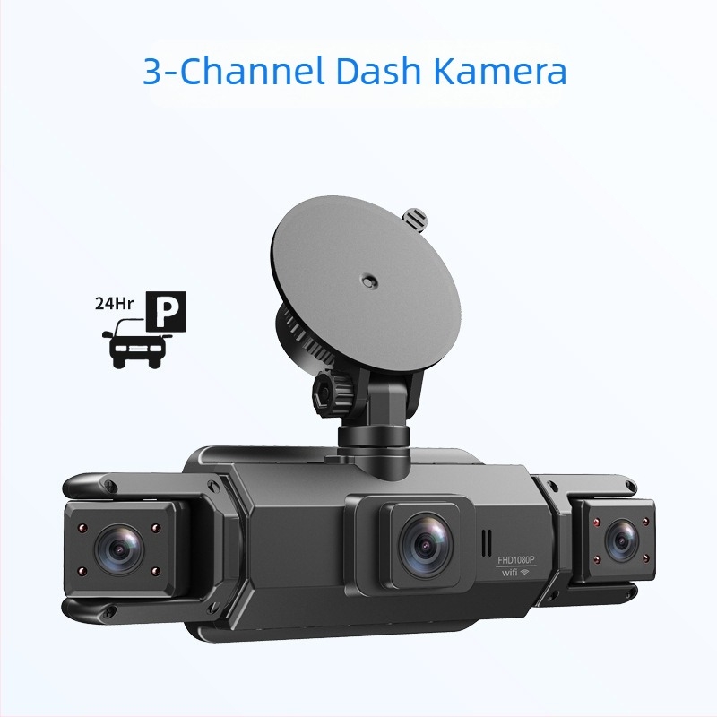Négycsatornás autós dash cam 170° látószög, 1080p felbontás, 3,0 hüvelykes kijelző, Wi‑Fi (TF-kártya)