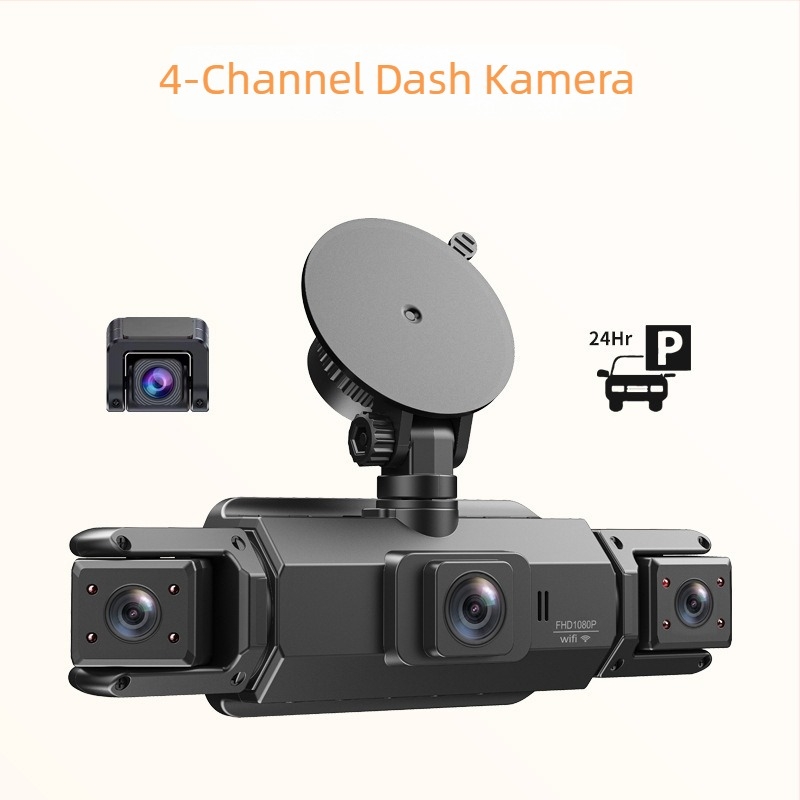 Négycsatornás autós dash cam 170° látószög, 1080p felbontás, 3,0 hüvelykes kijelző, Wi‑Fi (TF-kártya)