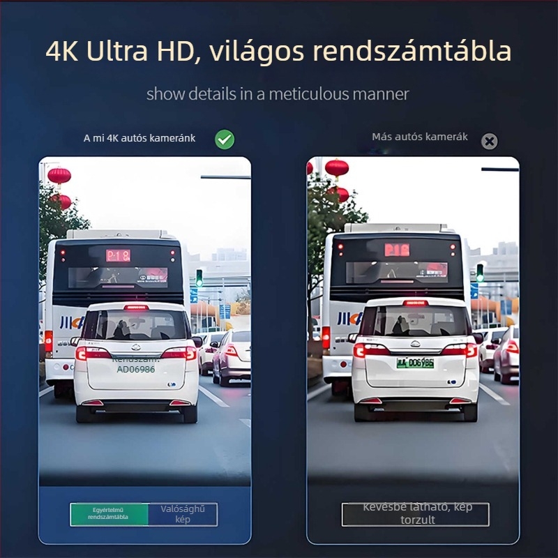 MG5 széleslátószögű autó DVR, elő- és hátsó kettős felvétel, 2160p felbontás, 170° látószög, USB adatátvitel