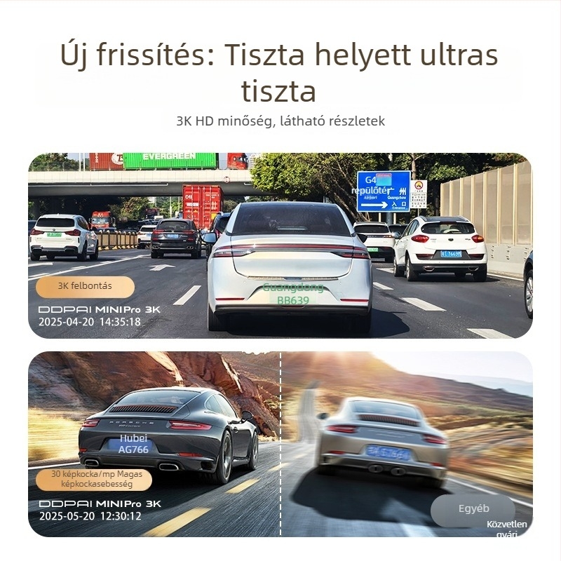Autóba szerelhető dash kamera 2026-os új modell, vezeték nélküli, 360° látószög, 1080p, éjszakai látás, parkolás megfigyelés, kijelző nélkül, F2.0