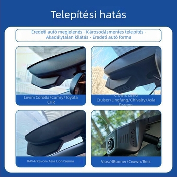 Toyota Camry, Corolla, RAV4 és Avalon számára kettős csatornás dash cam — 2160p, 170° látószög, Wi‑Fi