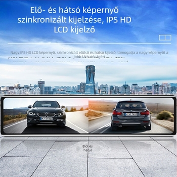 Új 12 hüvelykes teljes kijelzős, négyzet alakú autós dashcam, kettős lencsével, 1440p HD éjszakai látás, hátsó kép