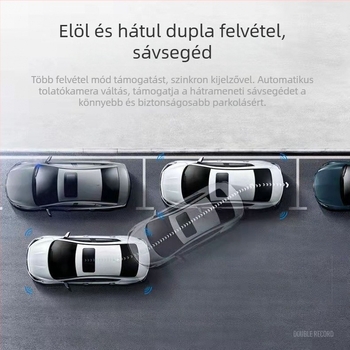Visszapillantó tükör DVR-rel – előre és hátra kettős felvétel, 1080p, 100° látószög, éjszakai látás, parkolási felügyelet