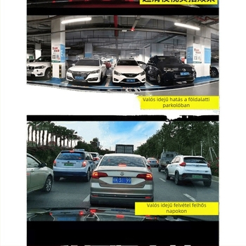 Visszapillantó tükör DVR-rel – előre és hátra kettős felvétel, 1080p, 100° látószög, éjszakai látás, parkolási felügyelet