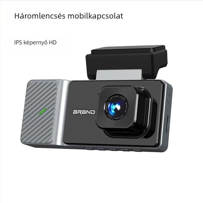 3 colos háromlencsés autós dash kamera Wi‑Fi-vel, 1080p éjszakai látással és széles látószöggel