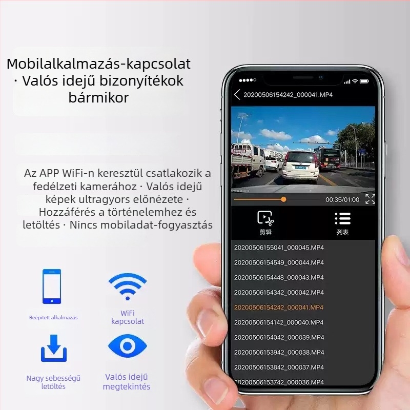 Honda dedikált dash-kamera Accord, Inspire, CR-V, HR-V, Civic modellekhez – 4K Ultra HD, elől és hátul kettős felvétel