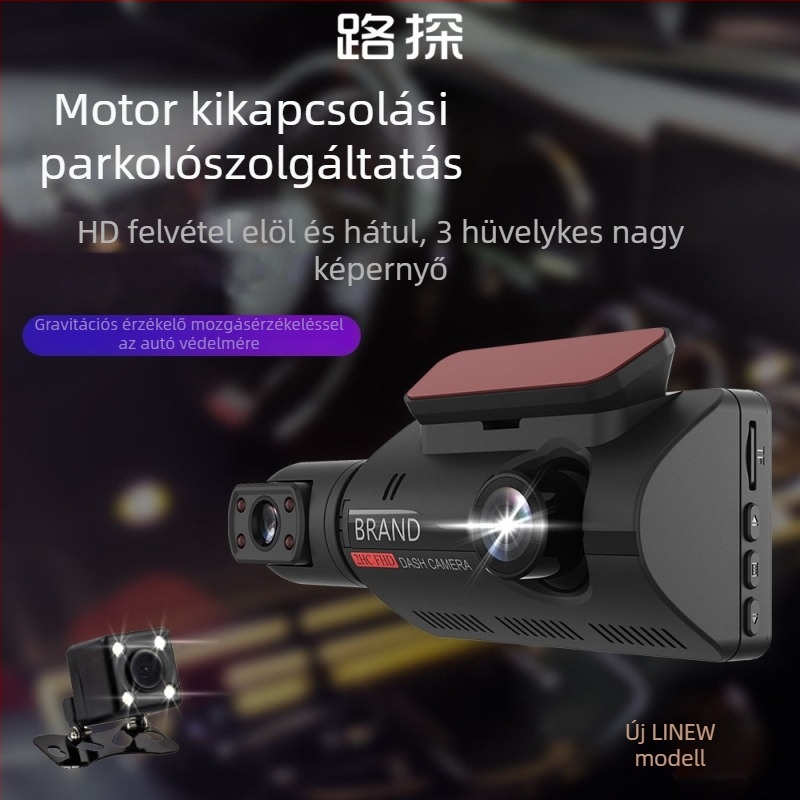 F7 Kétlencsés első-hátsó autó kamera - 1080p éjszakai látás, 170° széles látószög, 3,0 hüvelykes LCD