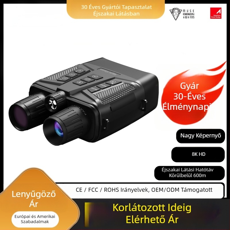 Kétcsöves infravörös éjjellátó készülék – nagyítás 6x-10x, 42 mm objektív, 600 m látótáv, 5000 mAh akkumulátor