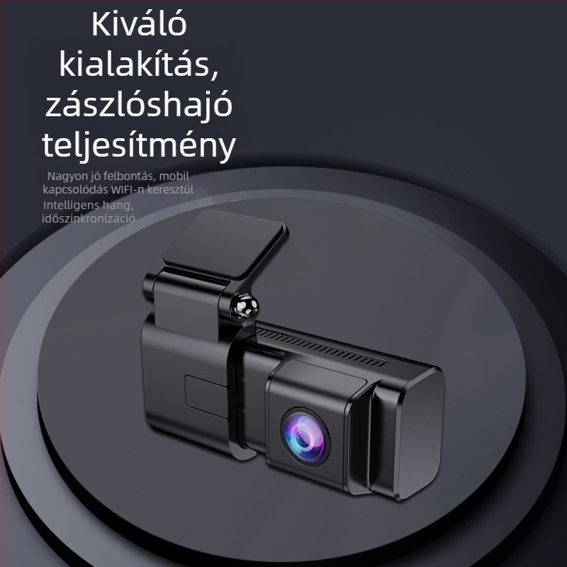 AutóDash Cam kettős lencsével, 170° látómező, ciklikus felvétel, Wi‑Fi, 1,7 hüvelykes kijelző