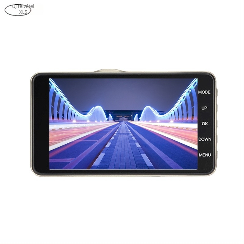 Duál-lencsés autós dash cam, 1080p, 170° látómező, ciklikus felvétel, visszafelé kép funkció