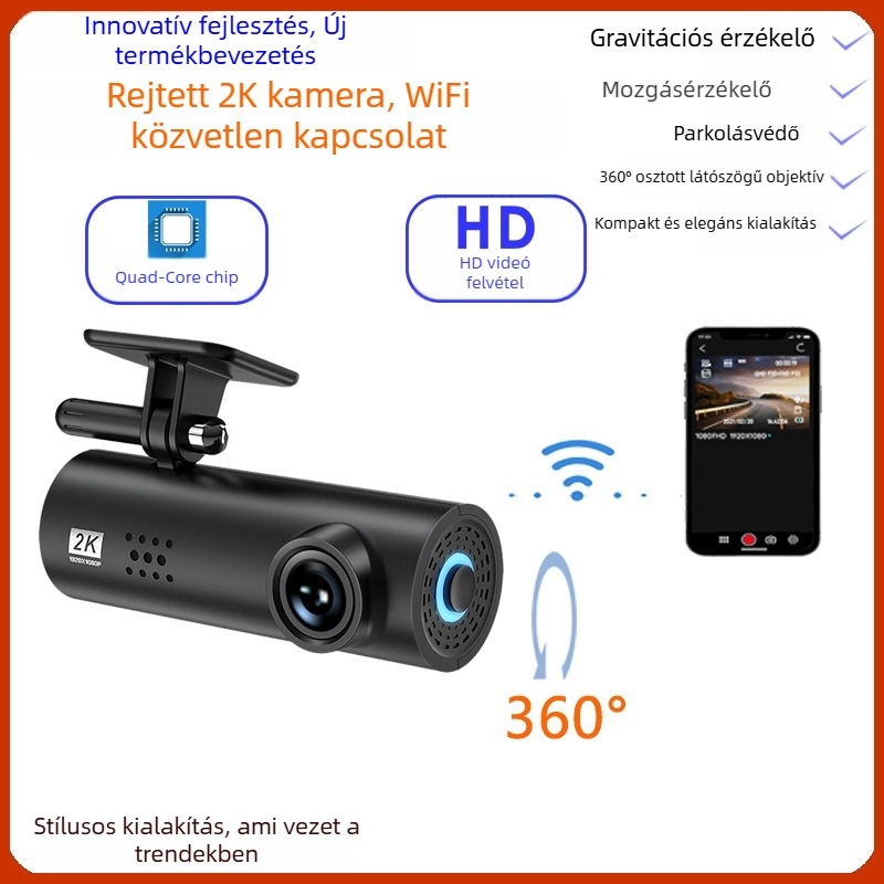 LF9 rúzs-formájú kamera Wi-Fi DVR-rel, éjjellátás 1080p, 24 órás parkolási megfigyelés