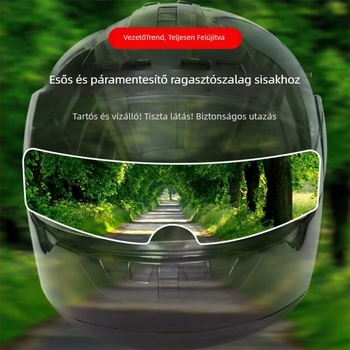 Sisak vizor fólia: páramentes és esőálló, univerzálisan illeszkedik teljes- és fél sisakokhoz, ABS anyag, testreszabható feldolgozás, magáncímke elérhető