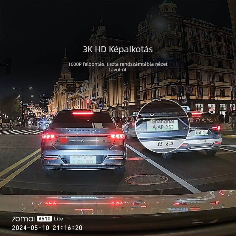 A510Lite dash kamera, 140° látószög, 1600P felbontás, Wi-Fi, Parkolás figyelés, 2.0 inch kijelző