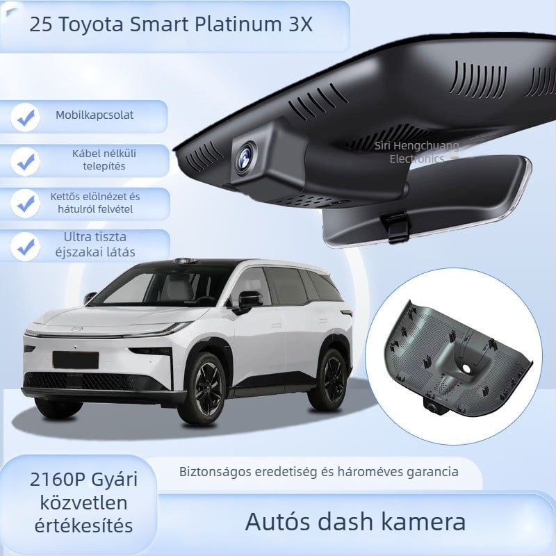 Toyota Platinum 3X autós dashcam – 4K Ultra HD, 150° széles látószög, éjszakai látás, Wi‑Fi, ciklikus felvétel